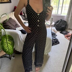 Faithfull the Brand Black and White Buttoned Jumpsuit